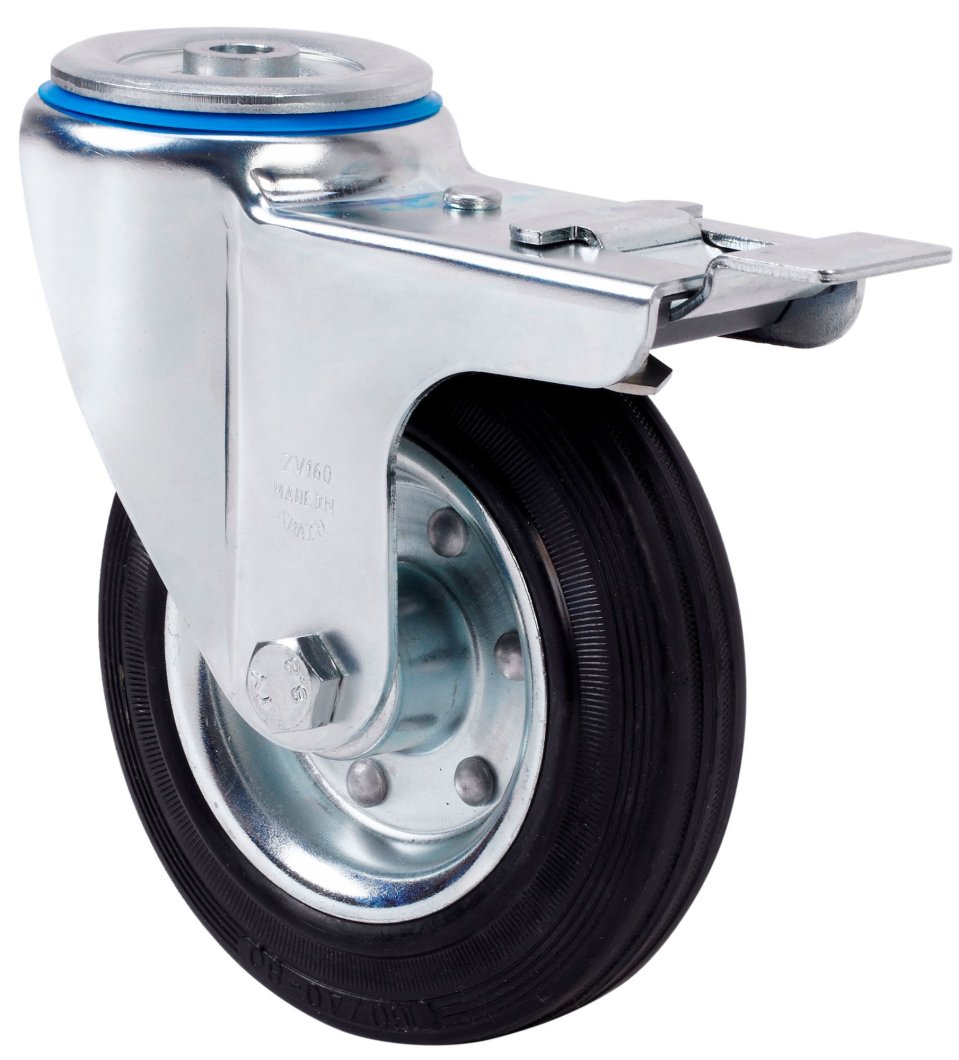 SERIE ZV-BS, Giratorio/Agujero pasante/Freno Rueda y Soporte