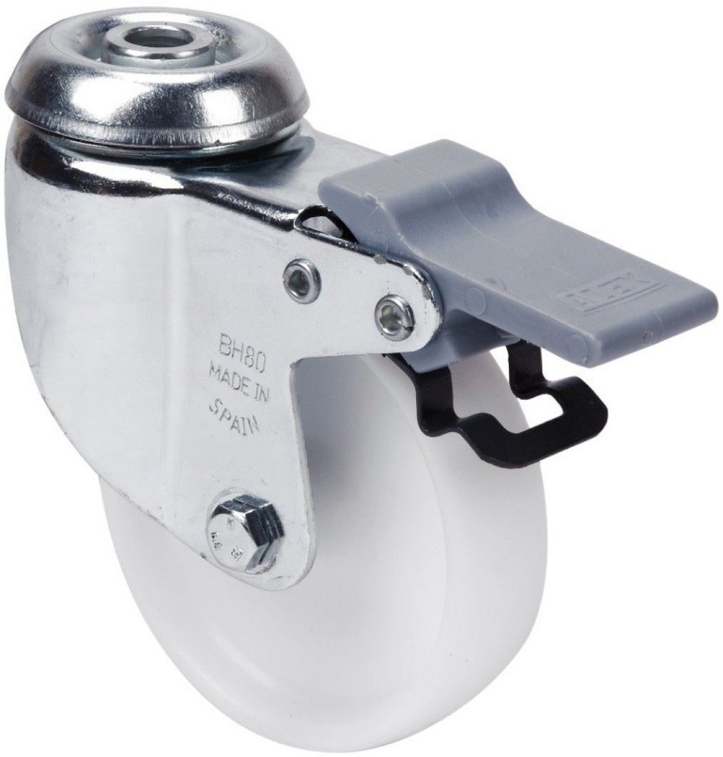 SERIE BH-BP, Giratorio/Agujero pasante/Freno Rueda y Soporte