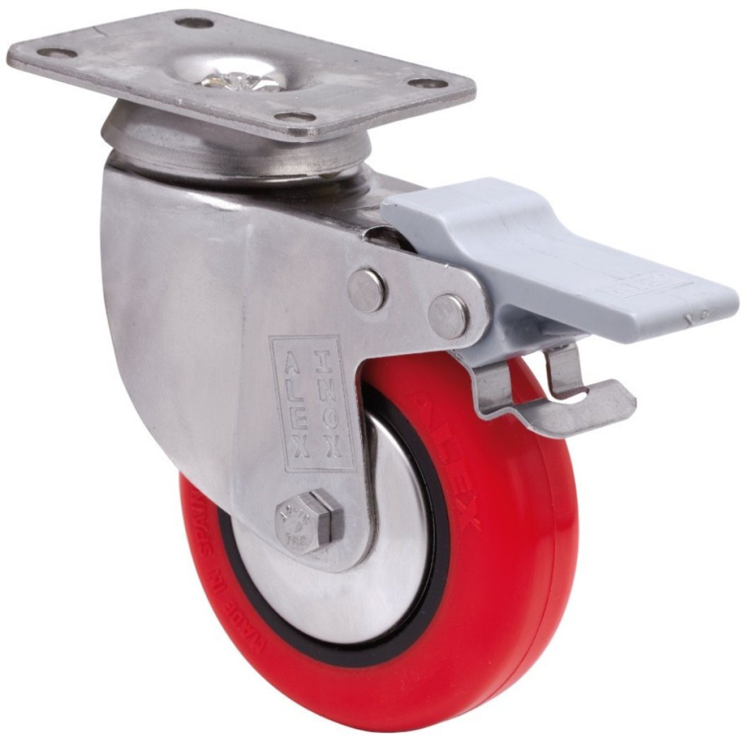 SERIE BHI INOX-PPI, Giratorio/Platina/Freno Rueda y Soporte