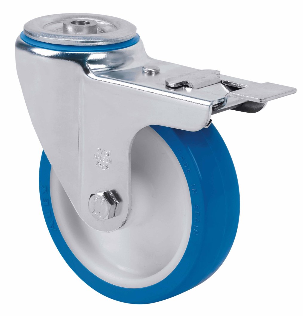 SERIE ZVI INOX-POA, Giratorio/Agujero pasante/Freno Rueda y Soporte