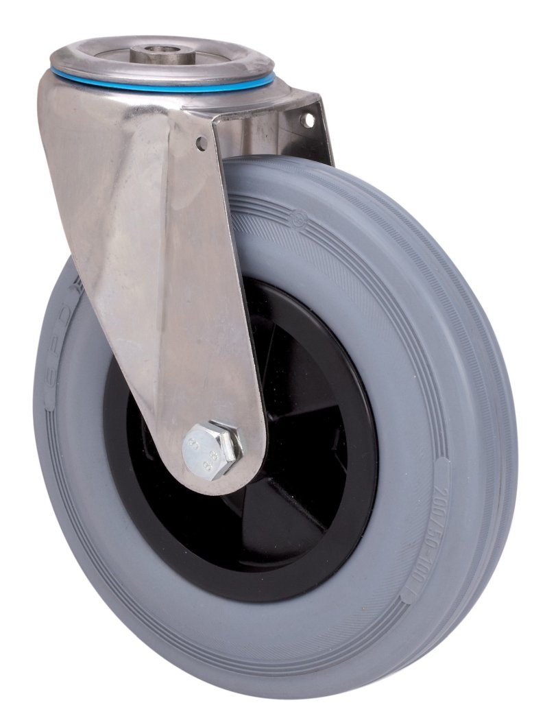 SERIE ZVI INOX-PS Gris, Giratorio/Agujero pasante/Sin Freno