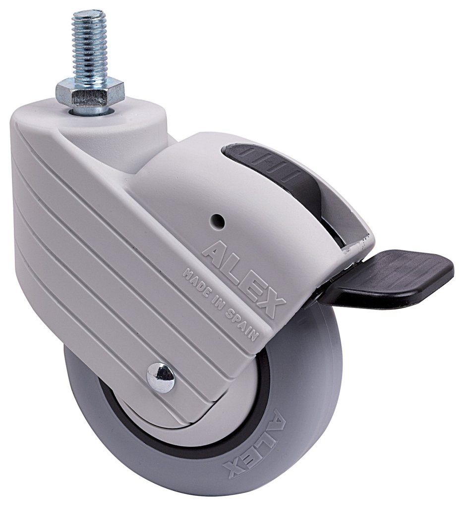 SERIE HP-PGI gris, Giratorio/Espiga roscada/Freno Rueda