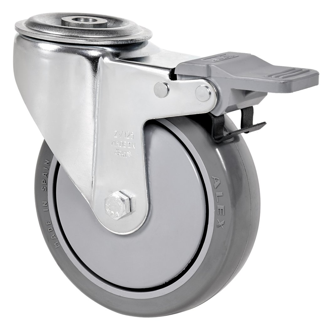 SERIE ZV-PGAIB, Giratorio/Agujero pasante/Freno Rueda y Soporte