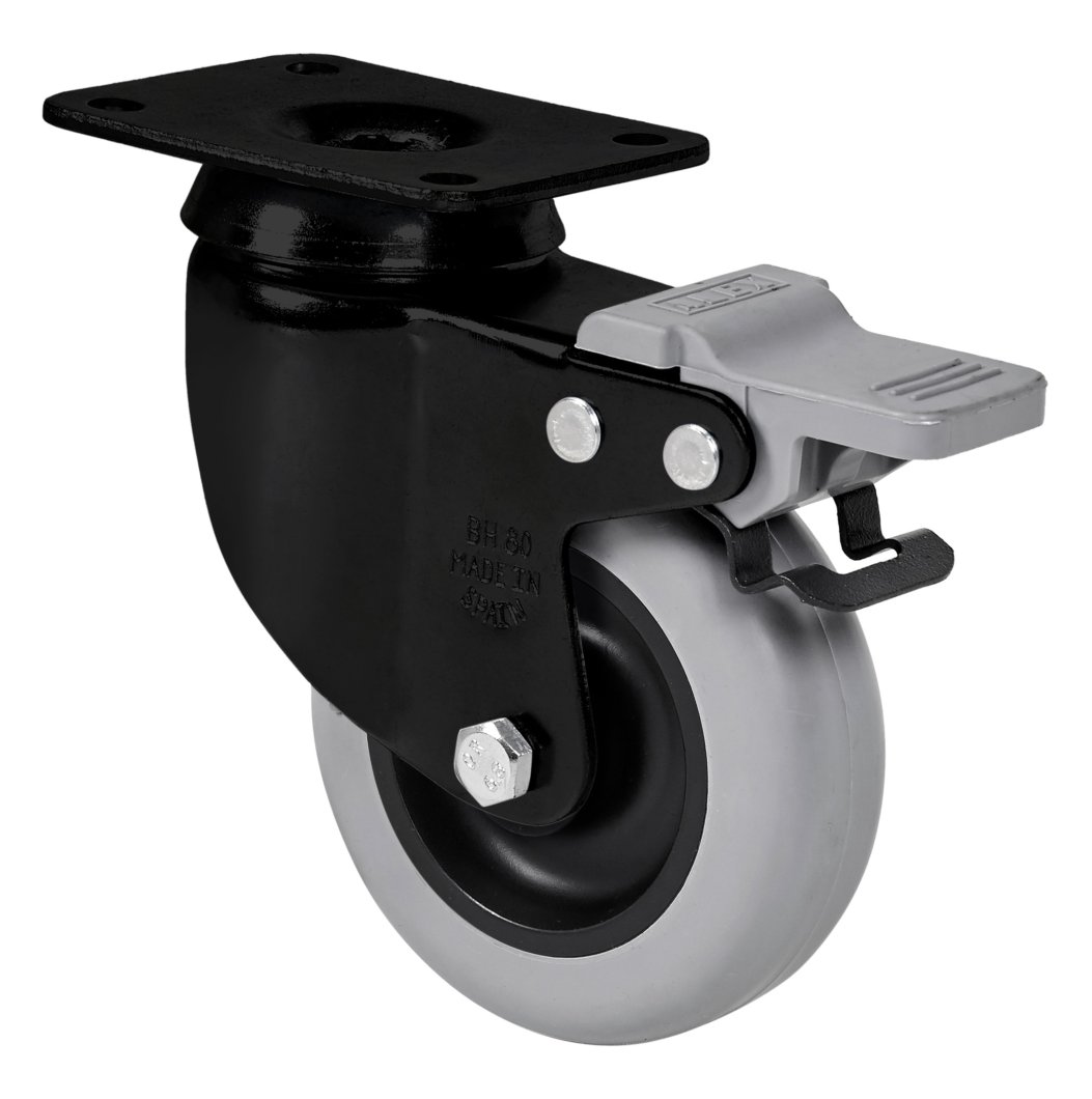 SERIE BH-PGI NEGRA, Giratorio/Platina/Freno Rueda y Soporte